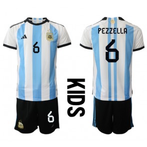 Argentina German Pezzella #6 Hjemmebanesæt Børn VM 2022 Kort ærmer (+ korte bukser)